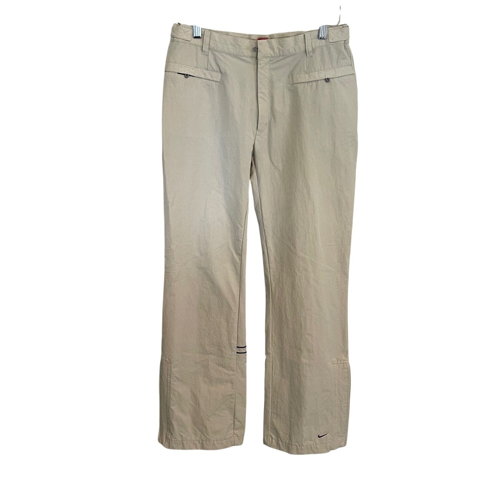 Nike 71st Street Tech Pants Tan Khaki Nylon Spandex Straight Leg Mens‎ Medium